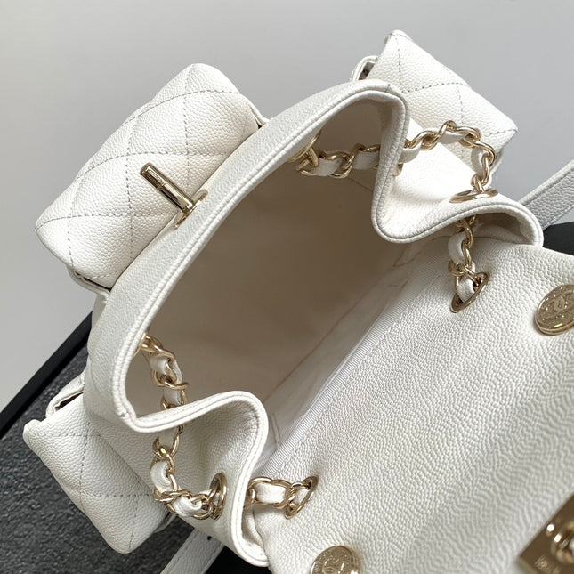 CC DUMA BACKPACK 21 IN WHITE CALFSKIN