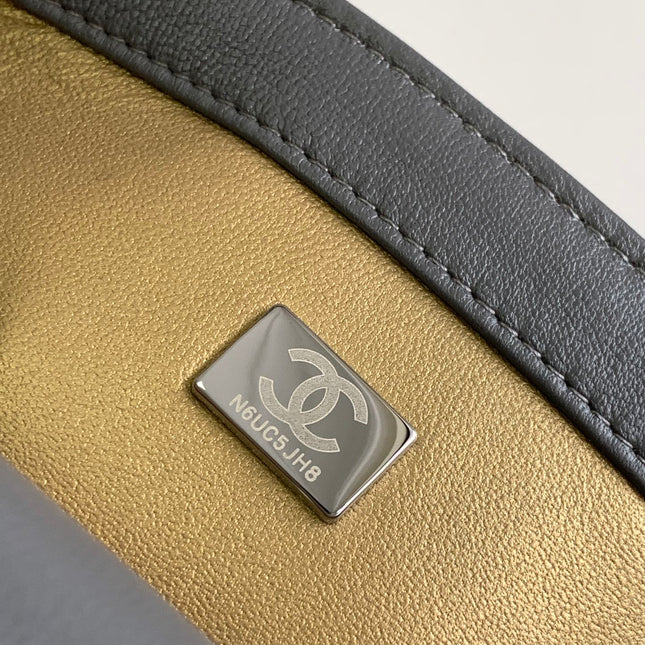CC MINI 20 FLAP BAG IN DARK GREY CALFSKIN