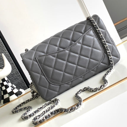 CC MINI 20 FLAP BAG IN DARK GREY CALFSKIN