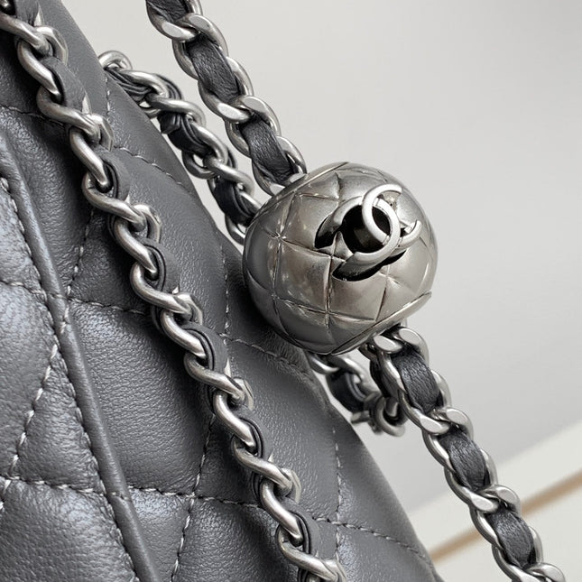 CC MINI 20 FLAP BAG IN DARK GREY CALFSKIN