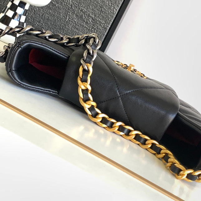 CC LARGE 30 HOBO BAG IN BLACK CALFSKIN MIX METAL HARDWARE