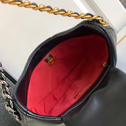 CC LARGE 30 HOBO BAG IN BLACK CALFSKIN MIX METAL HARDWARE