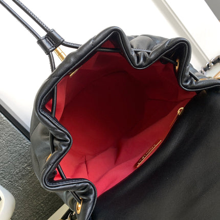 CC BACKPACK 26 IN BLACK CALFSKIN WITH GOLD HARDWARE