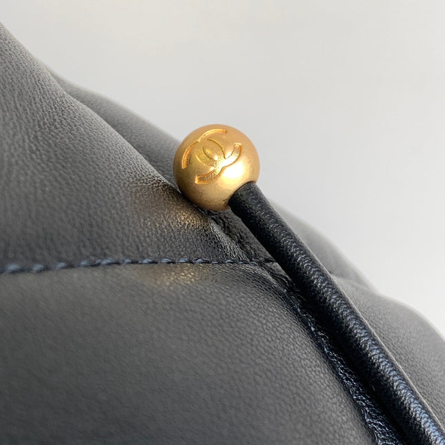CC BACKPACK 26 IN BLACK CALFSKIN WITH GOLD HARDWARE