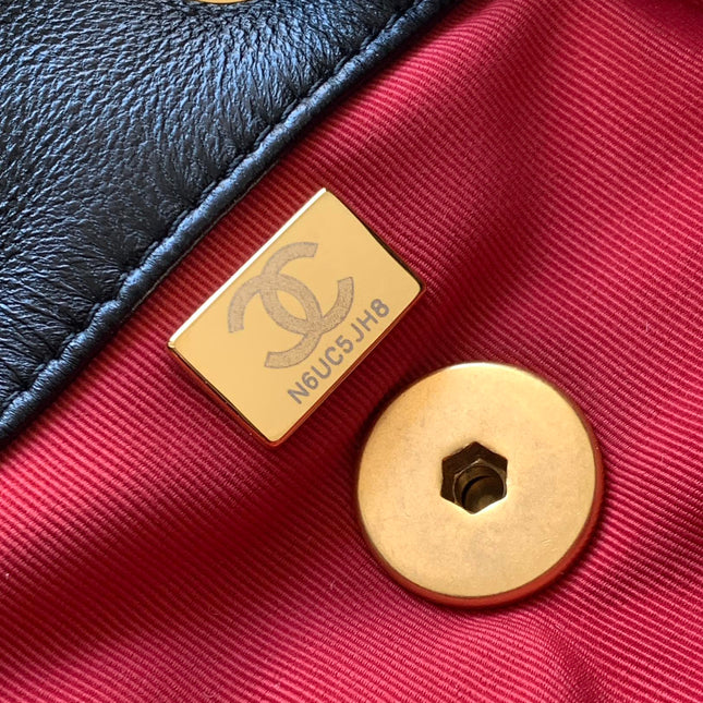 CC BACKPACK 26 IN BLACK CALFSKIN WITH GOLD HARDWARE