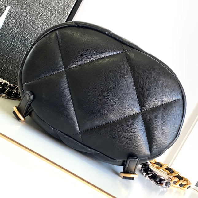CC BACKPACK 26 IN BLACK CALFSKIN WITH GOLD HARDWARE