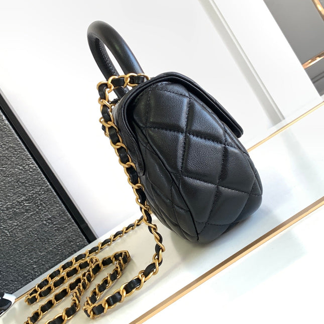 CC MINI 20 HANDBAG IN BLACK CALFSKIN GOLD HARDWARE