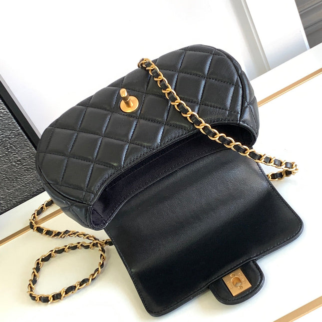 CC MINI 20 HANDBAG IN BLACK CALFSKIN GOLD HARDWARE