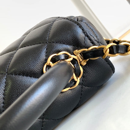 CC MINI 20 HANDBAG IN BLACK CALFSKIN GOLD HARDWARE