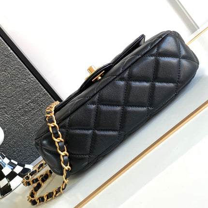CC MINI 20 HANDBAG IN BLACK CALFSKIN GOLD HARDWARE