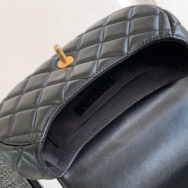 CC MINI 20 HANDBAG IN BLACK CALFSKIN GOLD HARDWARE