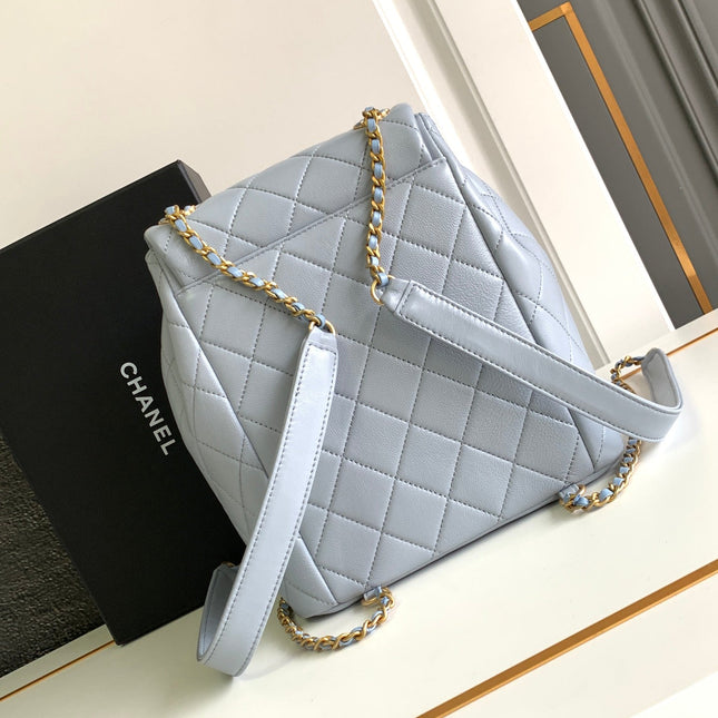 CC 25 BACKPACK IN LIGHT GREY CALFSKIN GOLD HARDWARE