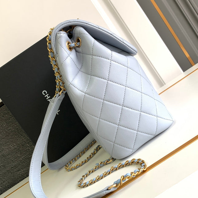 CC 25 BACKPACK IN LIGHT GREY CALFSKIN GOLD HARDWARE