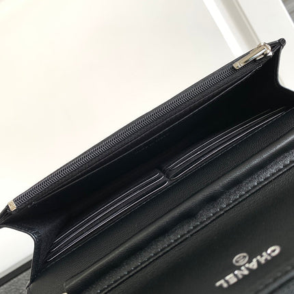 CC WOC 19 BAG IN BLACK CALFSKIN WITH SILVER LOGO