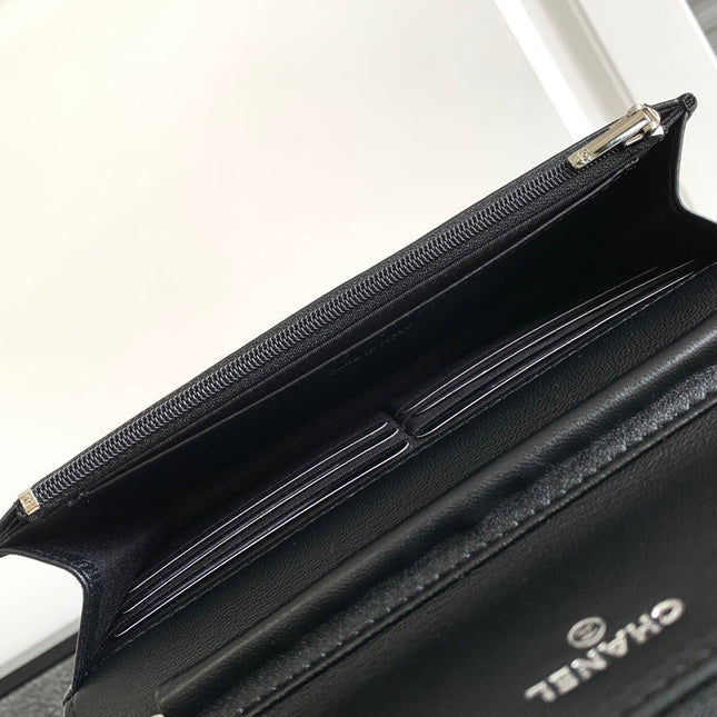 CC WOC 19 BAG IN BLACK CALFSKIN WITH SILVER LOGO