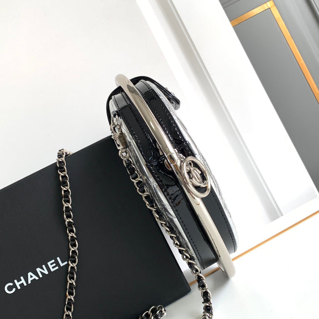 CC 22 EARTH GLOBE ORB CHAIN BAG IN SILVER CALFSKIN