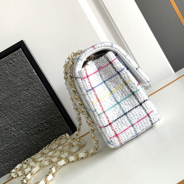 CC MEDIUM 25 FLAP BAG IN WHITE WOOL TWEED