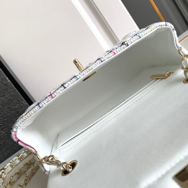 CC MEDIUM 25 FLAP BAG IN WHITE WOOL TWEED