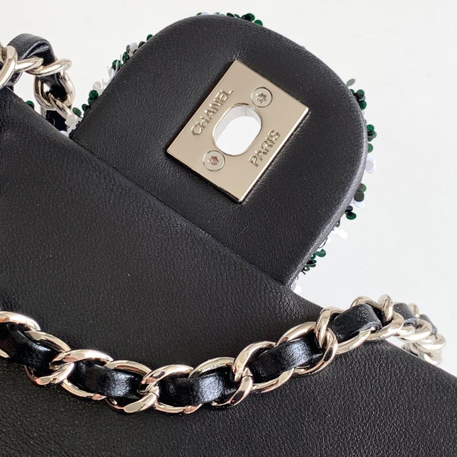 CC 21 EVENING PARTY BAG IN BLACK MIX WHITE WOOL TWEED