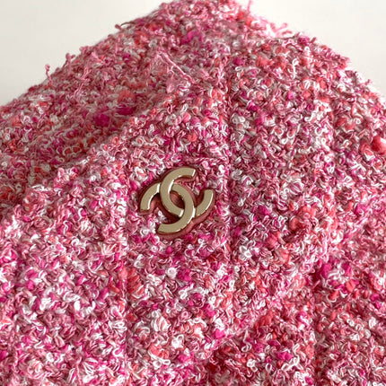 CC CLASSIC MINI 18 BACKPACK LIGHT PINK WOOL TWEED MIXED FIBERS GOLD TONE METAL