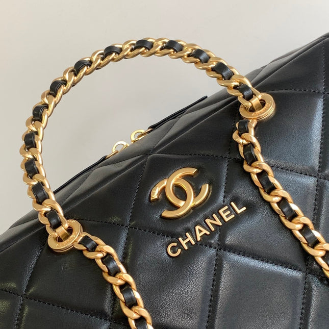 CC 40 MAXI BOWLING BAG IN BLACK CALFSKIN GOLD HARDWARE