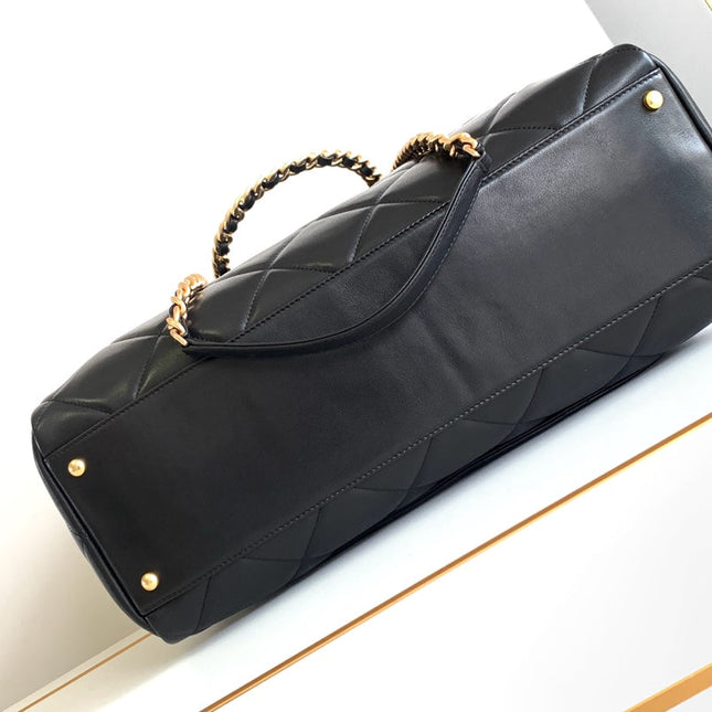 CC 40 MAXI BOWLING BAG IN BLACK CALFSKIN GOLD HARDWARE