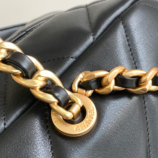 CC 40 MAXI BOWLING BAG IN BLACK CALFSKIN GOLD HARDWARE