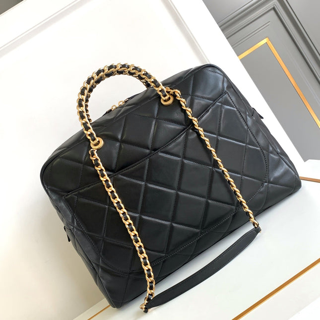 CC 40 MAXI BOWLING BAG IN BLACK CALFSKIN GOLD HARDWARE