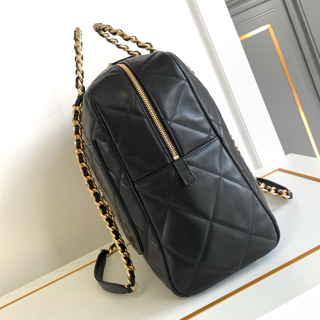 CC 40 MAXI BOWLING BAG IN BLACK CALFSKIN GOLD HARDWARE