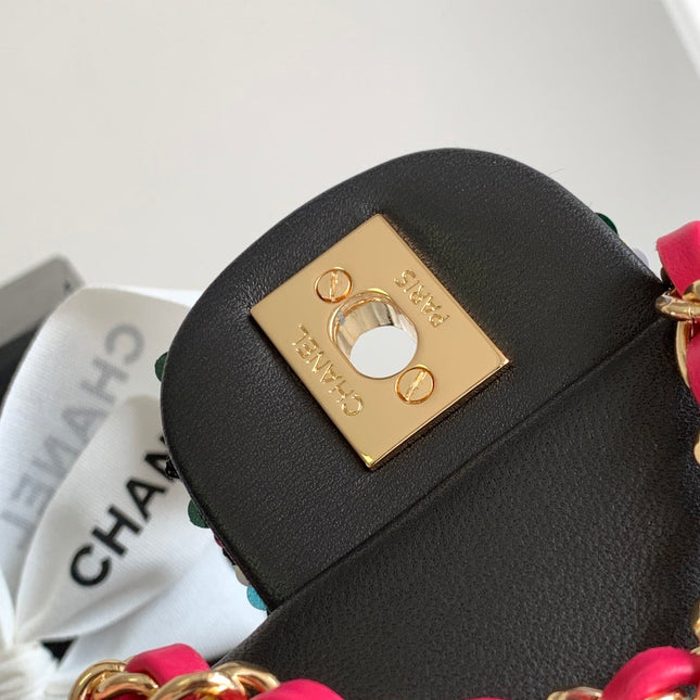 MINI 20 CLASSIC HANDBAG IN BLACK EMBROIDERED TWEED SEQUINS