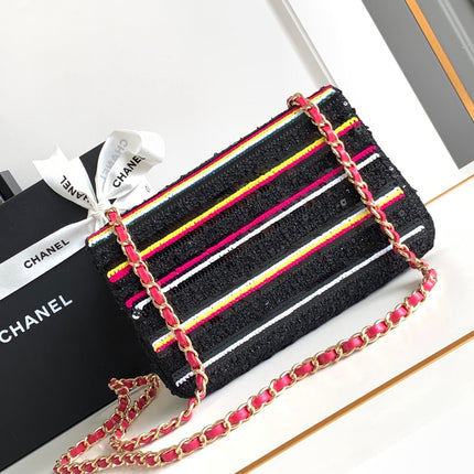 MINI 20 CLASSIC HANDBAG IN BLACK EMBROIDERED TWEED SEQUINS