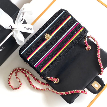 MINI 20 CLASSIC HANDBAG IN BLACK EMBROIDERED TWEED SEQUINS