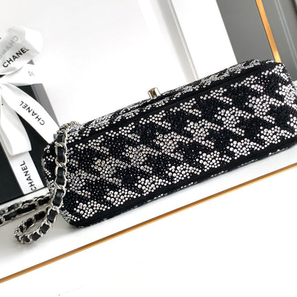 CC 21 EVENING BAG IN BLACK MIX SILVER CALFSKIN