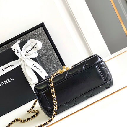 CC MINI 20 FLAP BAG IN BLACK LAMBSKIN GOLD HARDWARE