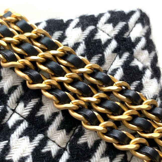 CC SMALL 20 KELLY SHOPPER BLACK MIX WHITE TWEED BRUSHED GOLD HARDWARE