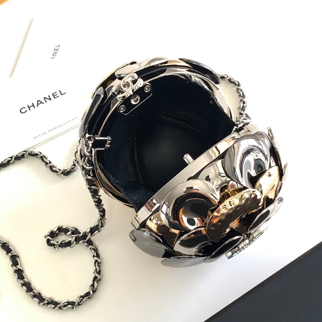 EVENING BAG 9 GOLD SILVER RUTHENIUM METAL WITH CRYSTAL