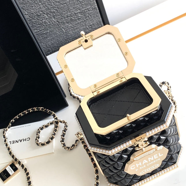 CC 12 TEA BOX MINAUDIERE BAG IN BLACK RESIN