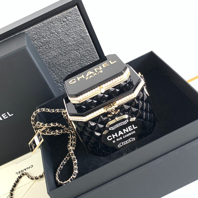 CC 12 TEA BOX MINAUDIERE BAG IN BLACK RESIN