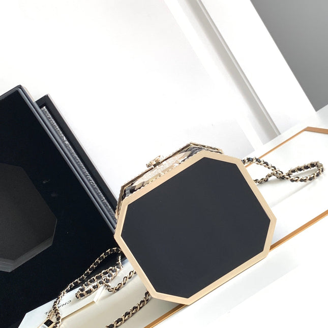 CC 12 TEA BOX MINAUDIERE BAG IN BLACK RESIN