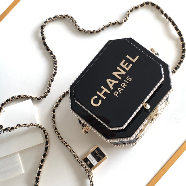 CC 12 TEA BOX MINAUDIERE BAG IN BLACK RESIN