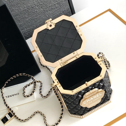 CC 12 TEA BOX MINAUDIERE BAG IN BLACK RESIN