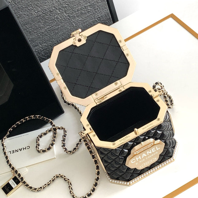 CC 12 TEA BOX MINAUDIERE BAG IN BLACK RESIN