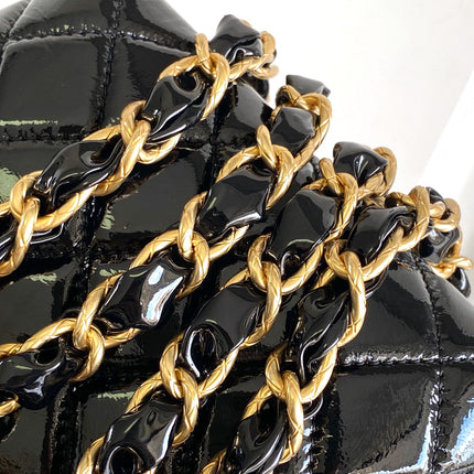 CC MINI 13 CLUTCH WITH STRAP IN BLACK LAMBSKIN ATTACH BOW
