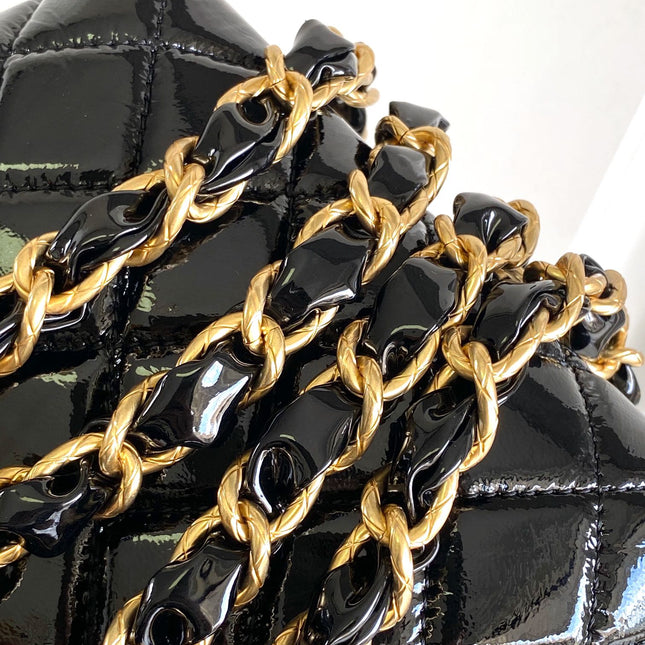 CC MINI 13 CLUTCH WITH STRAP IN BLACK LAMBSKIN ATTACH BOW