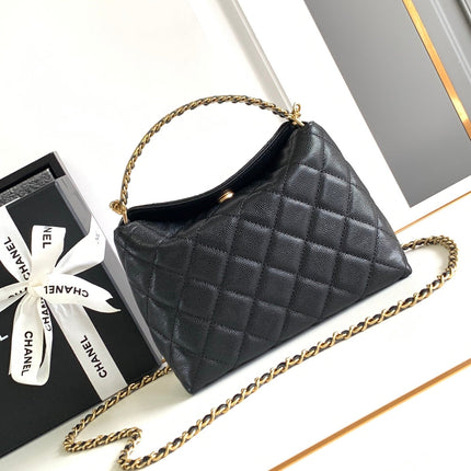 CC MINI 19 CLUTCH WITH STRAP IN BLACK CALFSKIN