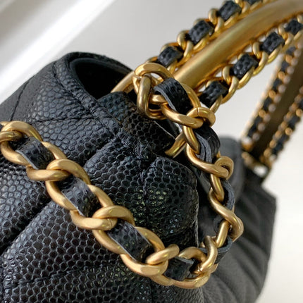 CC MINI 19 CLUTCH WITH STRAP IN BLACK CALFSKIN