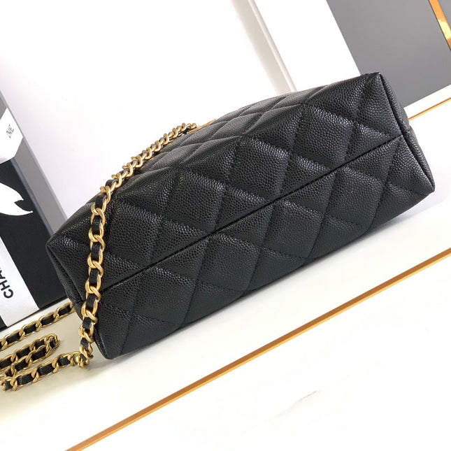 CC MINI 19 CLUTCH WITH STRAP IN BLACK CALFSKIN