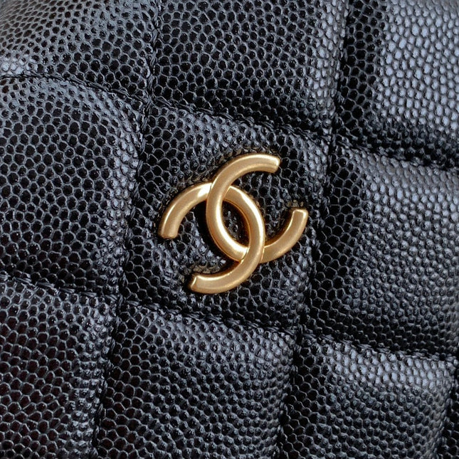CC MINI 19 CLUTCH WITH STRAP IN BLACK CALFSKIN