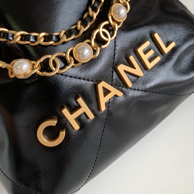 CC MINI 20 BAG IN BLACK SHINNY CALFSKIN WITH GOLD METAL