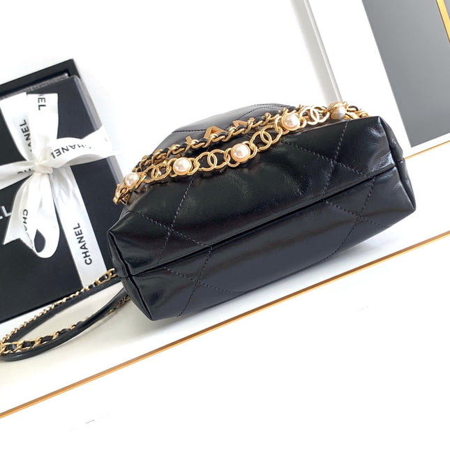 CC MINI 20 BAG IN BLACK SHINNY CALFSKIN WITH GOLD METAL